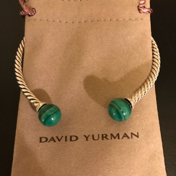 David Yurman solar silver bracelet with malachite